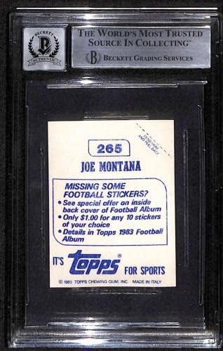 265 Joe Montana Fólia - 1983 Topps Matricák Labdarúgó-Kártyák (Csillag) Osztályozott lenne beégés AUTO-10 - Dedikált NFL Labdarúgó-Kártyák
