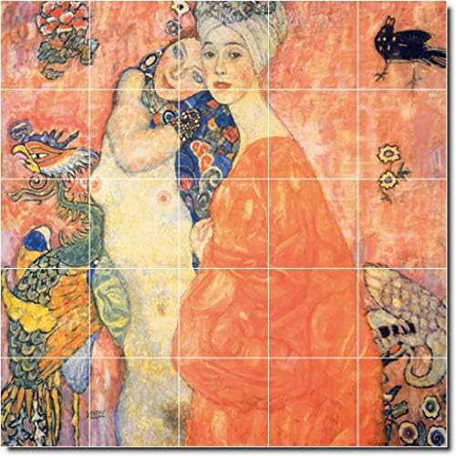 Kerámia Freskó-Gustave Klimt Absztrakt Zuhany Csempe Freskó 11. 30W x 30H (25) 6x6 Csempe