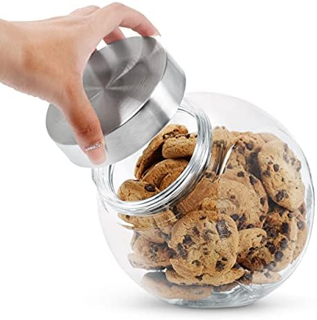 Egyszerűsített Mágia Üveg Candy Cookie Jar Jar (2 Csomag), A Légmentes Műanyag Fedél Tömítés, 2-utas Kijelző, Ömlesztett Élelmiszer