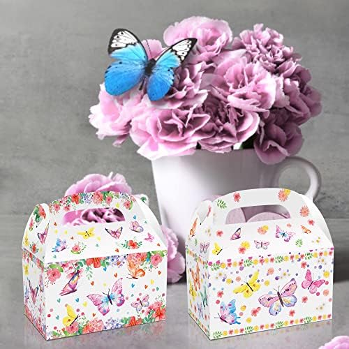 NA 12 Pack Pillangó Fél Javára Kezelni Dobozok Pillangó Témájú Virágos kartondoboz Tavaszi Pillangó Nyomtatás Fél Komámasszony Candy