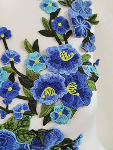 3pcs Virág Javítás Hímzett Ruhadarab Appliqués Varrni a Foltok Ruhát Cheongsam Esküvői Ruha Kiegészítőt (Kék B)